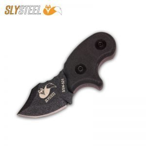 Photo of Final Option Blade (FOB) black G10 handle neck and belt knife for self-defense and everyday carry (EDC)